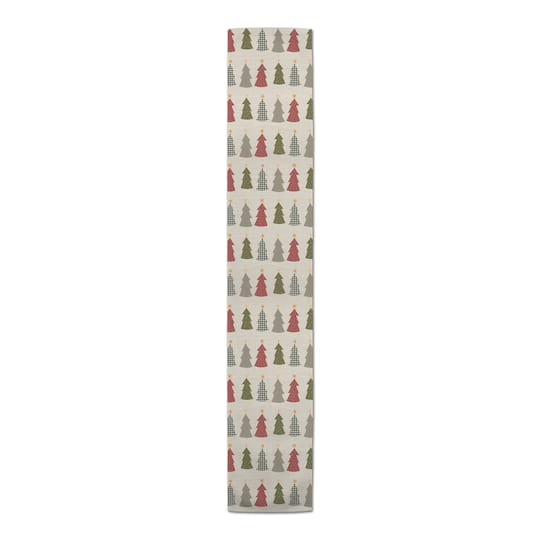 90" Cream Tree Pattern Cotton Twill Runner